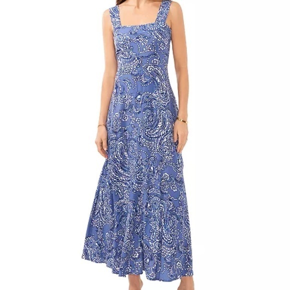 VINCE CAMUTOWomen's Paisley-Print Square-Neck Smocked-Back Sleeveless Maxi Dress - Picture 1 of 4